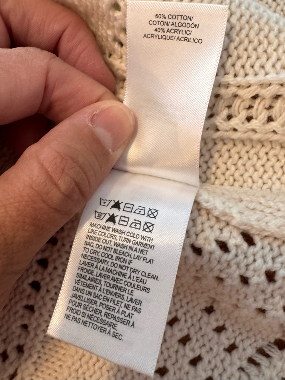 NWT Lucky Brand Pointelle Cardigan Women’s Small Open Front Crocheted Off White - Picture 8 of 12
